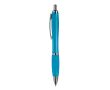 Stylo en plastique transparent avec détails métalliques et encre bleue couleur bleu clair transparent