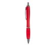 Stylo en plastique transparent avec détails métalliques et encre bleue couleur rouge transparent