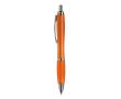 Stylo en plastique transparent avec détails métalliques et encre bleue couleur orange transparent