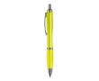 Stylo en plastique transparent avec détails métalliques et encre bleue couleur jaune transparent