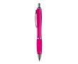 Stylo en plastique transparent avec détails métalliques et encre bleue couleur rose