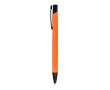 Stylo en aluminium recyclé avec clip noir et encre bleue couleur orange