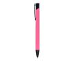 Stylo en aluminium recyclé avec clip noir et encre bleue couleur rose