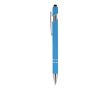 Stylo en aluminium recyclé avec clip robuste et encre bleue couleur bleu ciel