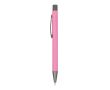 Stylo en aluminium au toucher doux, corps fin et encre noire couleur rose