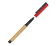 Stylo roller en bambou avec capuchon et clip en plastique, encre noire couleur rouge foncé
