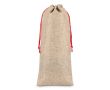 Sac à vin au design rustique en jute avec cordon de fermeture rouge couleur naturel