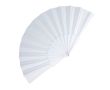 Eventail en polyester coloré avec manche en plastique personnalisable couleur blanc