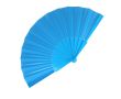 Eventail en polyester coloré avec manche en plastique personnalisable couleur bleu ciel