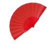 Eventail en polyester coloré avec manche en plastique personnalisable couleur rouge