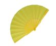 Eventail en polyester coloré avec manche en plastique personnalisable couleur jaune