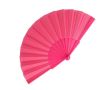 Eventail en polyester coloré avec manche en plastique personnalisable couleur rose