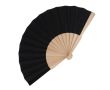 Eventail en RPET coloré avec manche en bois personnalisable couleur noir