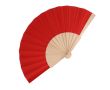 Eventail en RPET coloré avec manche en bois personnalisable couleur rouge