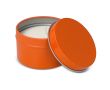 Bougie en cire végétale pot monochrome en acier recyclé circulaire couleur orange