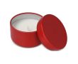 Bougie en cire végétale dans un pot en acier recyclé circulaire couleur rouge