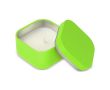 Bougie en cire végétale avec parfum vanille dans un pot en métal carré couleur vert lime