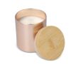 Bougie en cire végétale dans un pot en aluminium recyclé métallisé couleur or rose