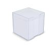 Bloc de notes 800 feuilles lisses FSC dans une boîte cube 10x10x10cm couleur transparent
