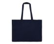 Sac en coton recyclé avec longues anses et soufflet 140 g/m² couleur bleu foncé