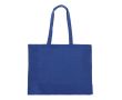 Sac en coton recyclé avec longues anses et soufflet 140 g/m² couleur bleu