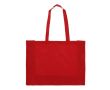 Sac en coton recyclé avec longues anses et soufflet 140 g/m² couleur rouge