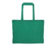 Sac en coton recyclé avec longues anses et soufflet 140 g/m² couleur vert foncé