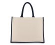 Sac en coton avec côtés et fond en jute coloré 320 g/m² couleur bleu foncé