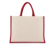 Sac en coton avec côtés et fond en jute coloré 320 g/m² couleur rouge