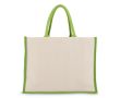 Sac en coton avec côtés et fond en jute coloré 320 g/m² couleur vert lime