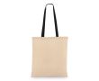 Tote bag en coton OEKO-TEX avec anses colorées 140 g/m² couleur noir
