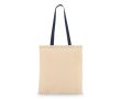 Tote bag en coton OEKO-TEX avec anses colorées 140 g/m² couleur bleu foncé
