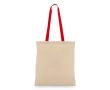 Tote bag en coton OEKO-TEX avec anses colorées 140 g/m² couleur rouge