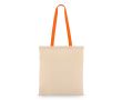 Tote bag en coton OEKO-TEX avec anses colorées 140 g/m² couleur orange