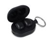 Petits écouteurs dans un boîtier format porte-clés couleur noir