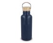Gourde isotherme anti-fuite avec bouchon en bambou et anse 500 ml couleur bleu foncé