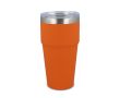 Gobelet isotherme intérieur en céramique couvercle transparent 500ml couleur orange