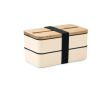 Boîte repas en PP recyclé, 2 niveaux + séparateur + couverts 2x400ml couleur beige