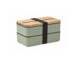 Lunch box en PP recyclé, 2 niveaux + séparateur + couverts 2 x 400 ml couleur vert menthe