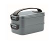 Boîte à lunch en PP recyclé 2 étages à couvercle hermétique 800ml (2x) couleur noir mat