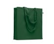 Sac en coton bio coloré à soufflet et longues anses 220 g/m² couleur vert foncé