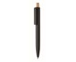 Stylo monochrome avec bouton en bambou et encre bleue couleur noir
