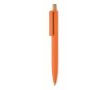 Stylo monochrome avec bouton en bambou et encre bleue couleur orange