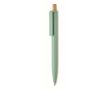 Stylo monochrome avec bouton en bambou et encre bleue couleur vert menthe