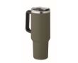 Mug isotherme en acier inoxydable recyclé avec paille, 1,2 L couleur vert foncé
