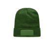 Bonnet unisexe en polyester RPET avec un patch à personnaliser couleur vert foncé