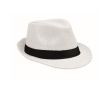 Chapeau en paille de papier avec bande en polyester noir couleur blanc