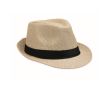 Chapeau en paille de papier avec bande en polyester noir couleur beige