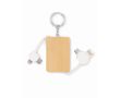 Porte-clés avec câbles de charge et coque en bambou couleur bois