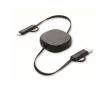 Câble de charge avec câbles rétractables de 80 cm en coque couleur noir